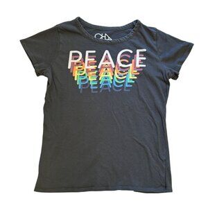 Chaser Gray Peace T-Shirt Top Shirt Short Sleeve Cotton Size M